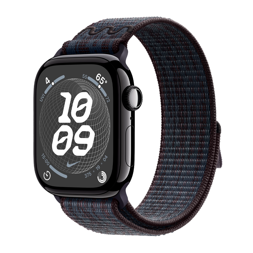Умные часы Apple Watch Series 9 GPS, 45mm, Aluminium Case with Nike Sport Loop, Midnight/Black Blue (Темная ночь) MR9Q3/MUJX3