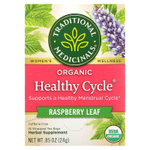 Traditional Medicinals, Organic Healthy Cycle®, листья малины, без кофеина, 16 упакованных чайных пакетиков, 24 г (0,85 унции)