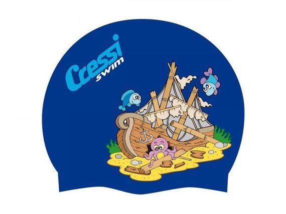 Шапочка Cressi CAP JR детская силиконовая, цвета в ассортименте с картинками (серая)