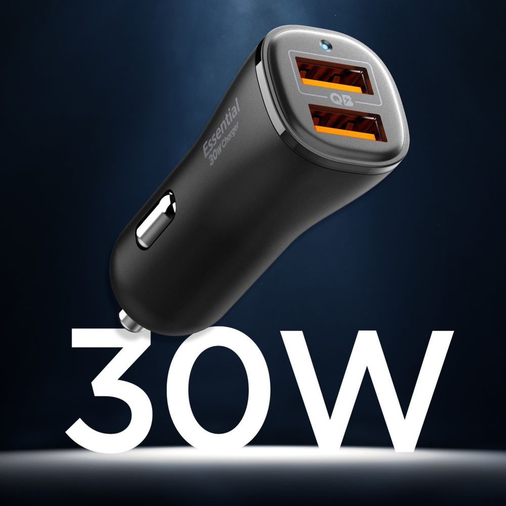 Автомобильная зарядка Spigen ESSENTIAL EV302 2-PORT 30W BLACK