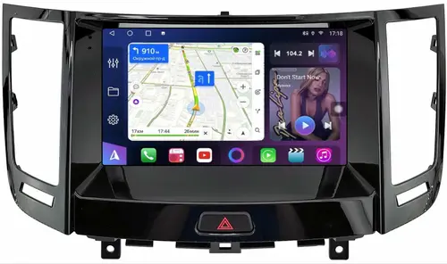 Магнитола для Infiniti FX35, FX37, FX50 S51 2008-2011 (AUX-подключение, рамка тип 1 черный глянец) - FarCar S500-TS18 монитор 9.5" QLED на Android 14, CarPlay, 4G SIM-слот