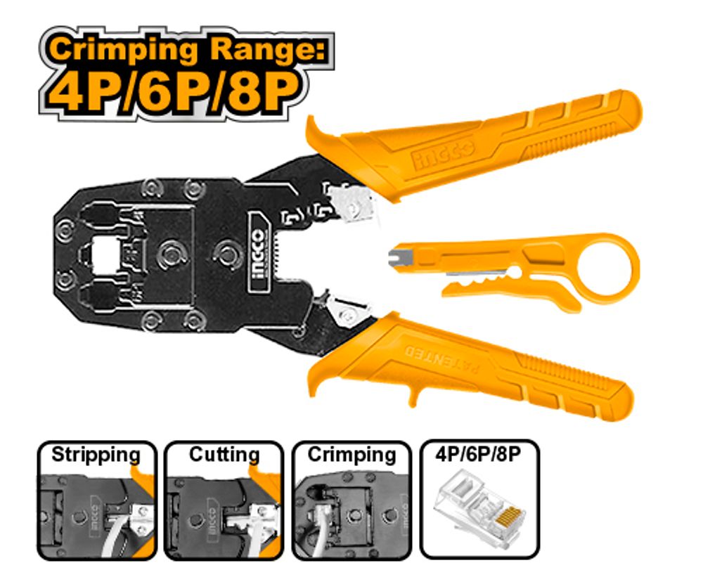 Клещи для обжима витой пары INGCO HMPC1468P Клещи для обжима витой пары INGCO HMPC1468P