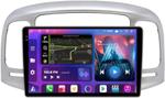 Магнитола для Hyundai Verna 2006-2010 (рамка серебро) - FarCar BM3009M-2K монитор 9.5" 2K QLED на Android 14, Быстрая, CarPlay, 4G SIM-слот