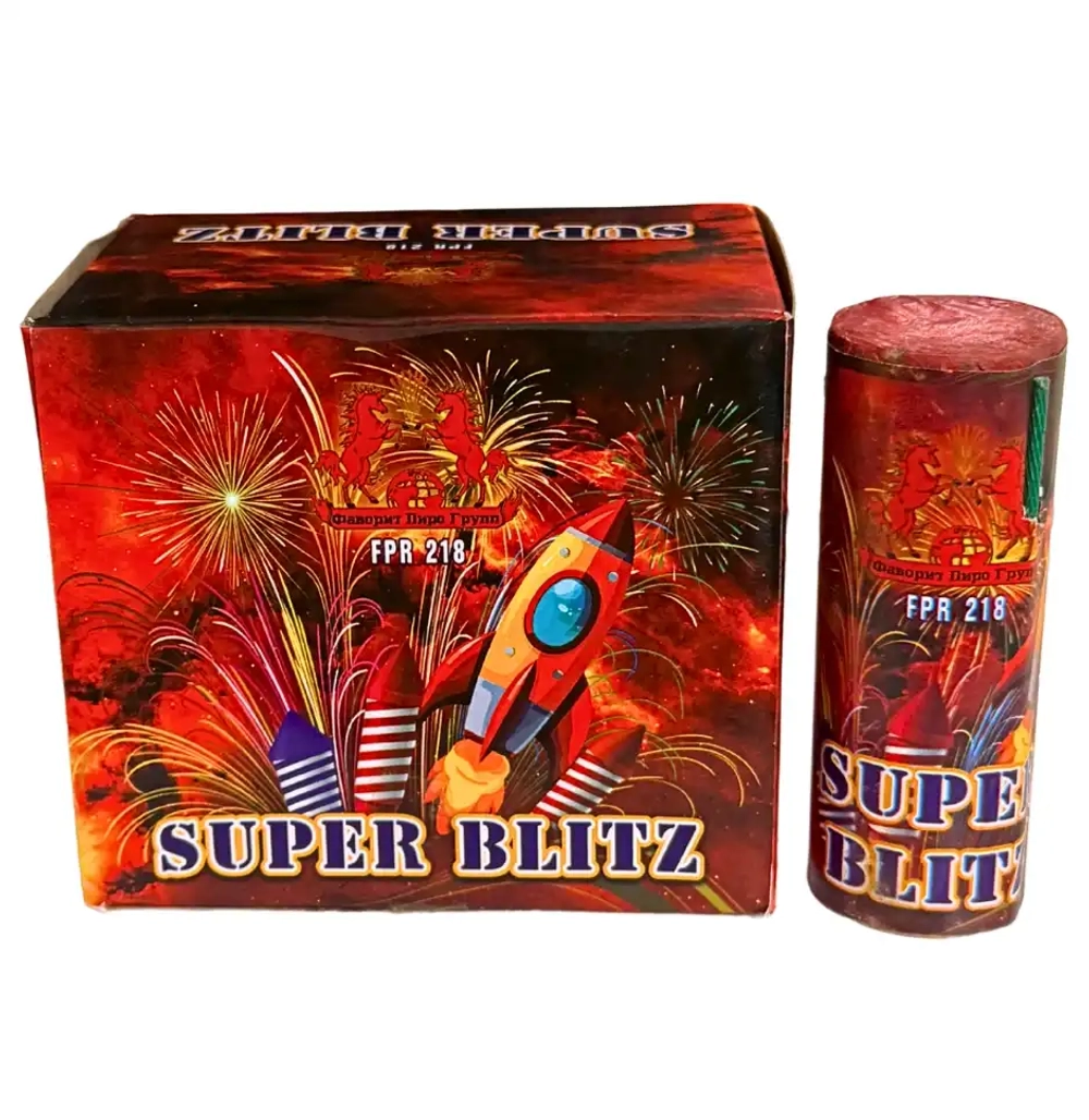 FPR218 Super Blitz — цирковница купить, циркоблиц купить, летающий фейерверк купить, ракета без стабилизатора, Фаворит Пиро Групп.
