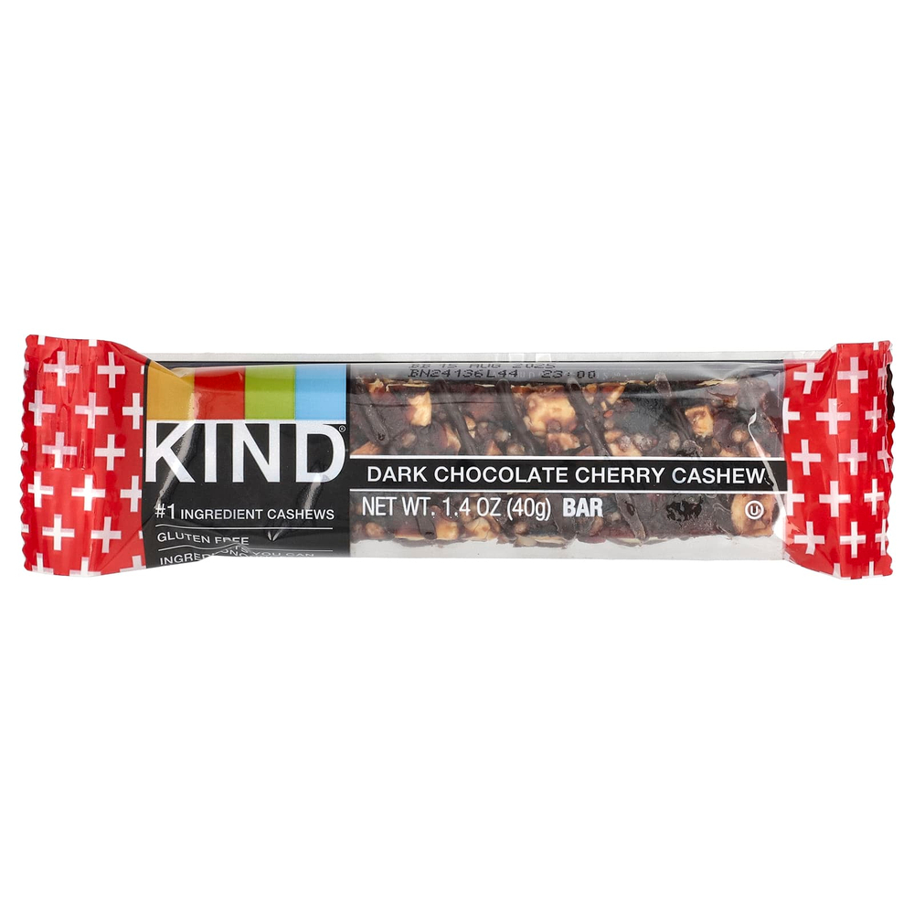 KIND Bars, Kind Plus, темный шоколад, вишня, кешью и антиоксиданты, 12 батончиков по 40 г (1,4 унции)