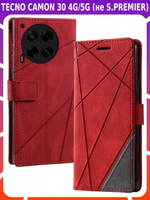 Дизайнерский чехол-книжка из кожи для TECNO CAMON 30 с отделом для наличных, 3 слотами для карт и подставкой