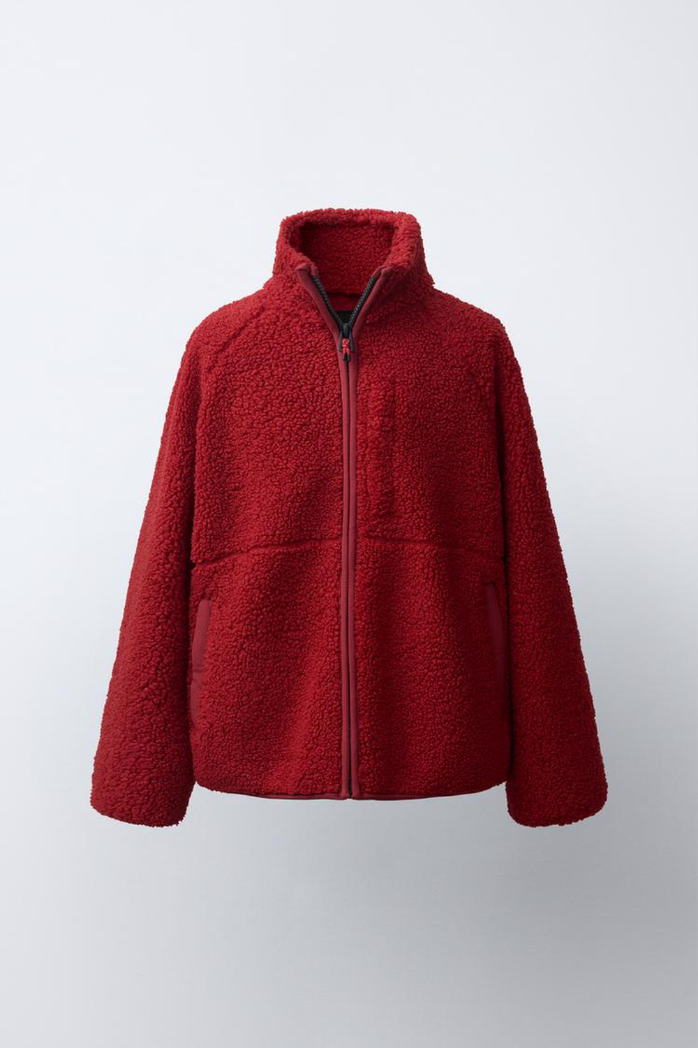ZARA КУРТКА ИЗ ИСКУССТВЕННОЙ ОВЧИНЫ, КРАСНЫЙ