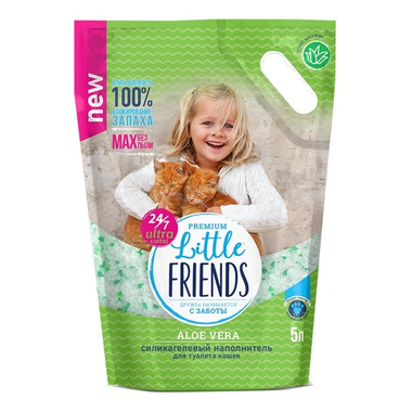 Наполнитель Little Friends Aloe Vera силикагель для кошек 5 л