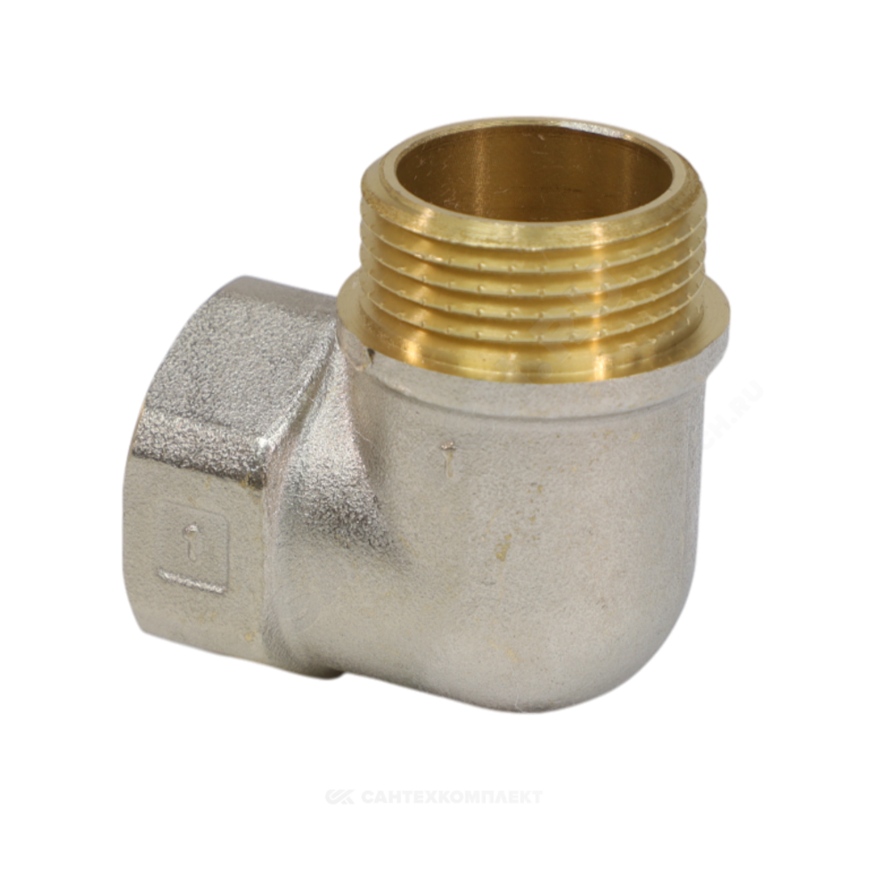 Угольник латунь никель Ду 15 (1/2") ВР/НР 9002 ГОСТ 32585-2013 Aquasfera 9002-01
