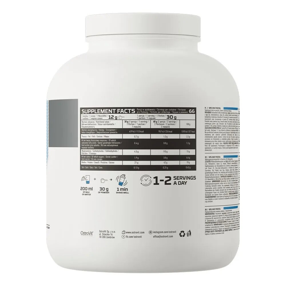 Протеин OstroVit 100% Whey Protein 2000 г ореховый крем