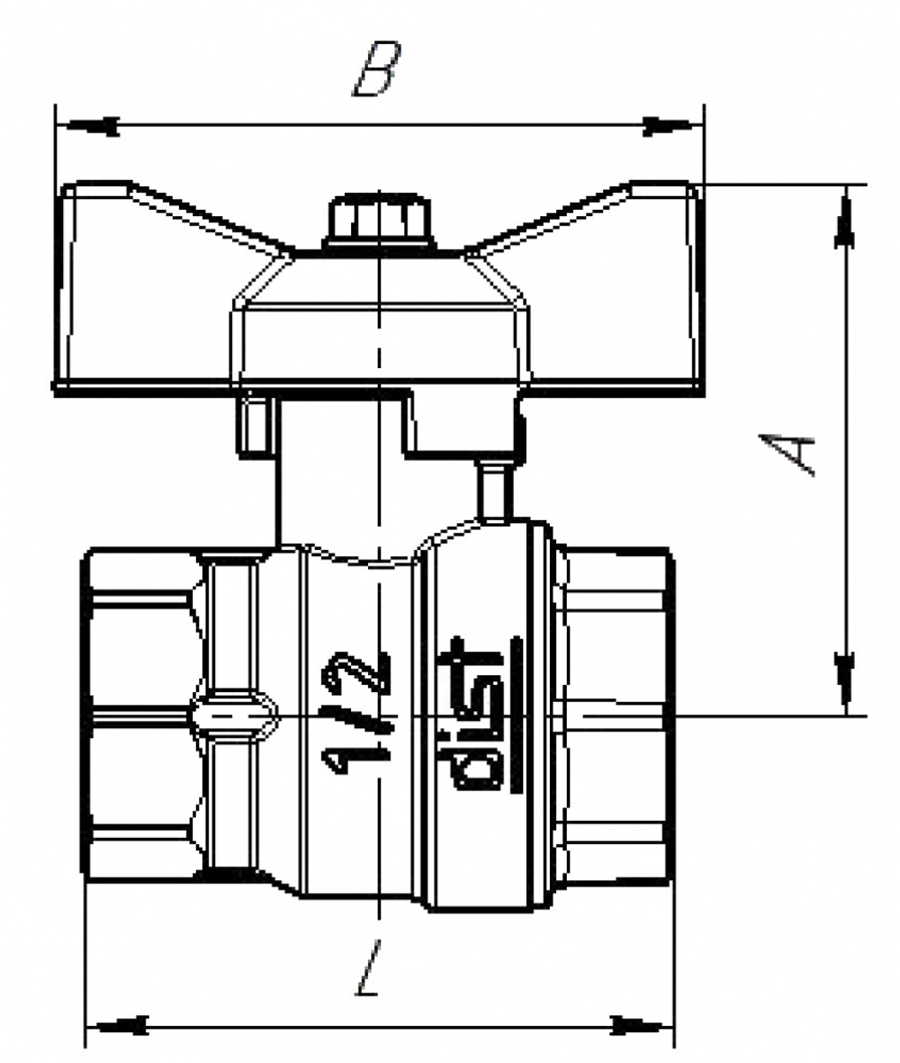 Кран шаровой 1/2 ВР/НР DN15 PN40 (Ручка - Бабочка)