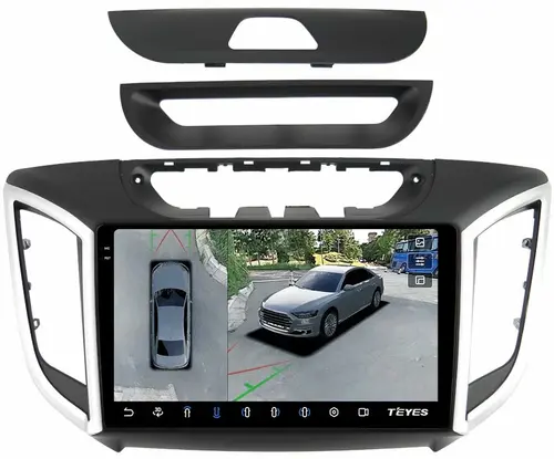 Магнитола для Hyundai Creta 1 2016-2021 (рамка 9) - Teyes CC3-2K-360 на Android 10, Быстрая, 2K QLED, CarPlay, 4G SIM-слот, 4 камеры в комплекте
