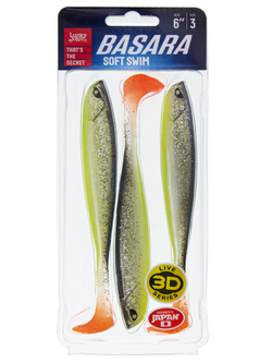 Виброхвост LUCKY JOHN Basara Soft Swim 3D, 6.0in (152 мм), цвет PG50, 3 шт., арт. 140405-PG50