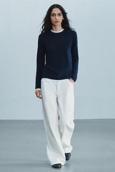 ФУТБОЛКА INTERLOCK С ДЛИННЫМИ РУКАВАМИ — ZARA