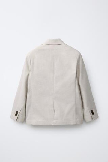 ZARA КОСТЮМНЫЙ БЛЕЙЗЕР ИЗ ХЛОПКА И ЛЬНА, ЭКРЮ