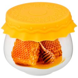 БАНОЧКА С СИЛИКОНОВОЙ КРЫШКОЙ "СОТЫ" 180 МЛ (КОР=72ШТ.)
