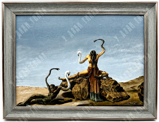 Серебряков М. Н. Участие. Холст, масло. Россия, 1991 г. Оформлено в раму. 30 х 40 см.