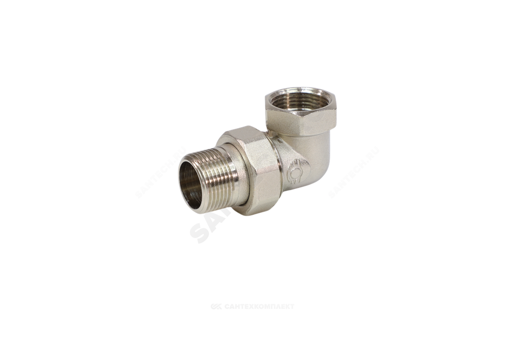 Соединитель латунь никель американка Ду 15 (1/2") угловой ВР/НР VALFEX VF.098.N.012