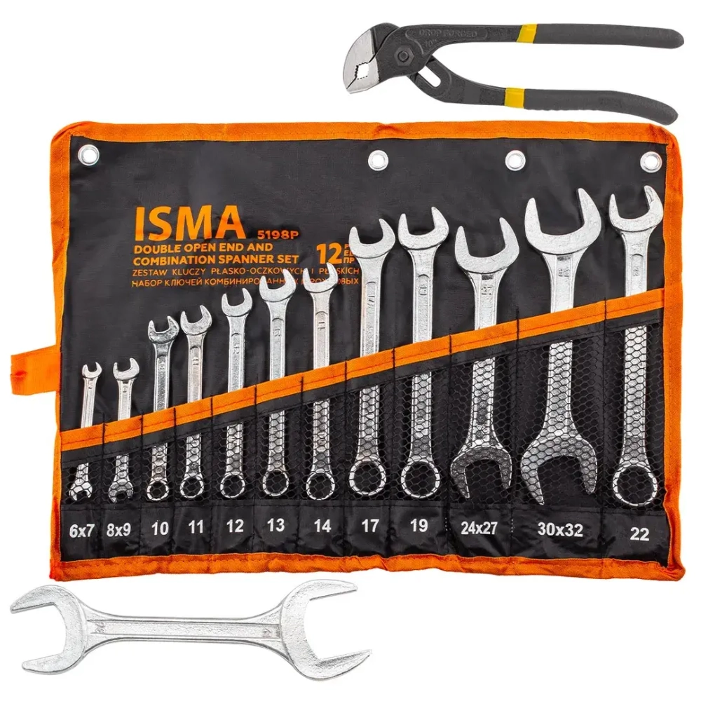 Набор ключей комбинированных и рожковых 12+2пр. ISMA ISMA-5198P+2