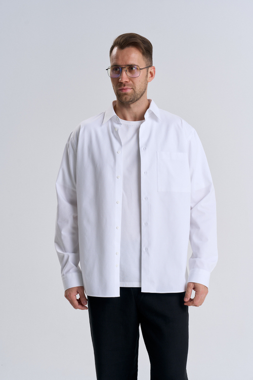 Сорочка мужская ZEER длинный рукав, overshirt, цвет белый, эффект Pеach 55214 08