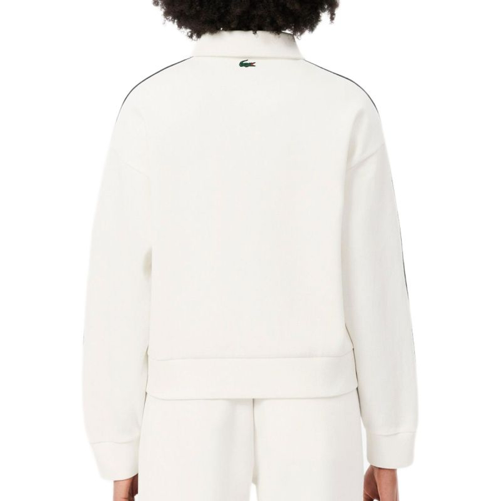 Damska bluza tenisowa Lacoste Tennis Heritage Zipped Badge Accent - white/navy blue