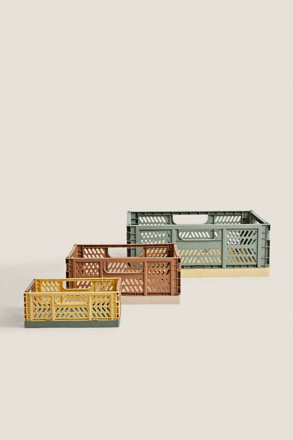 ZARA HOME СКЛАДНАЯ КОРОБКА, ЗЕЛЕНЫЙ/ЭКРЮ