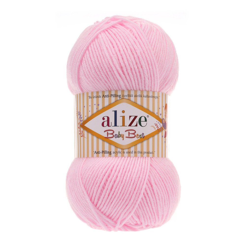 Беби бест (Baby best) пряжа Alize 10% бамбук 90%акрил 5х100г/240м 185 Св. розовый