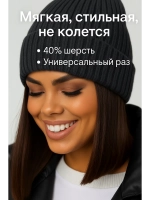 Шапка бини осенняя с отворотом теплая