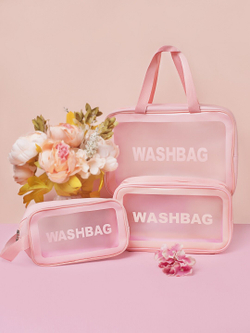 Косметичка водонепроницаемая Washbag сумка с ручкой органайзер косметичка для бассейна душа роддома, розовая 26*10*15см