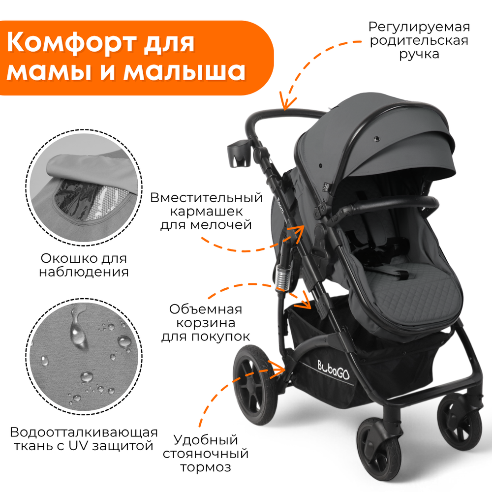 Коляска трансформер BubaGO Zoom 3в1