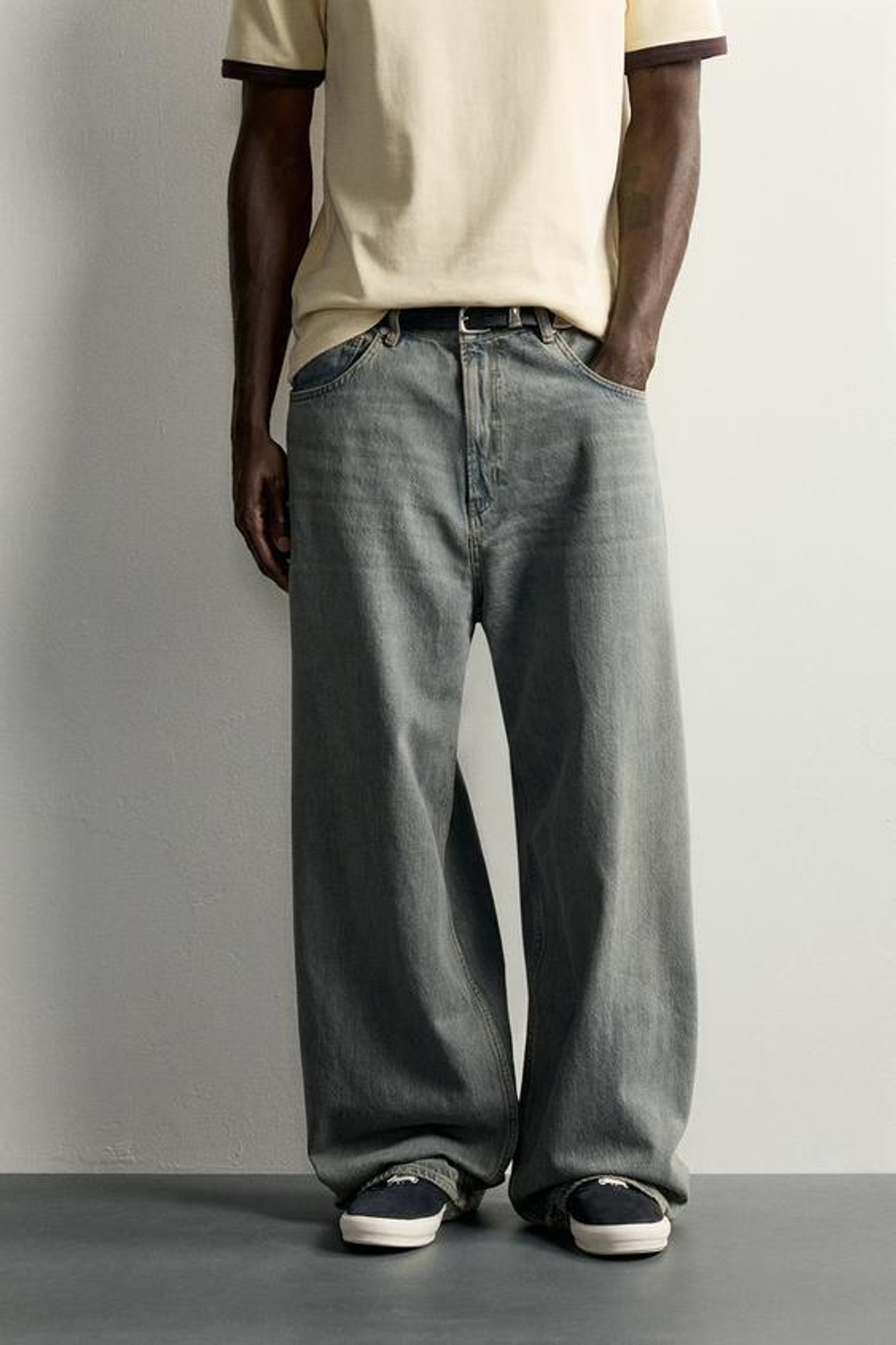 ZARA ДЖИНСЫ BAGGY FIT, ЗЕЛЕНОВАТО-СИНИЙ