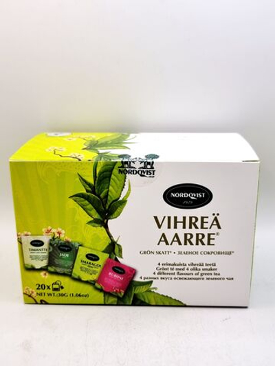 Чай зеленый Nordqvist Green Treasure "Зеленое сокровище" 4 вкуса 20 пакетиков (из Финляндии)