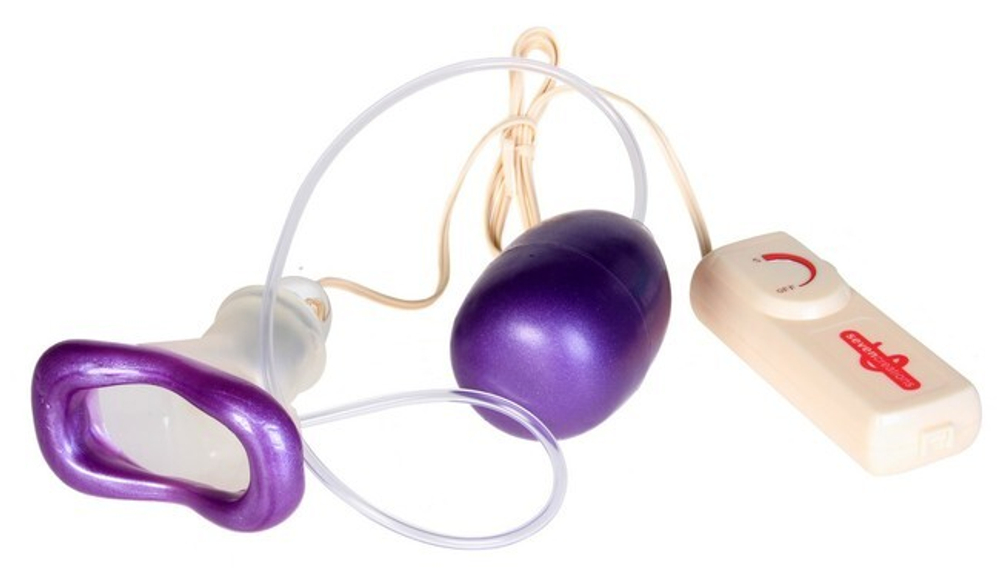 Помпа для клитора Vibrating Clit Massager (Цвет: прозрачный с фиолетовым)
