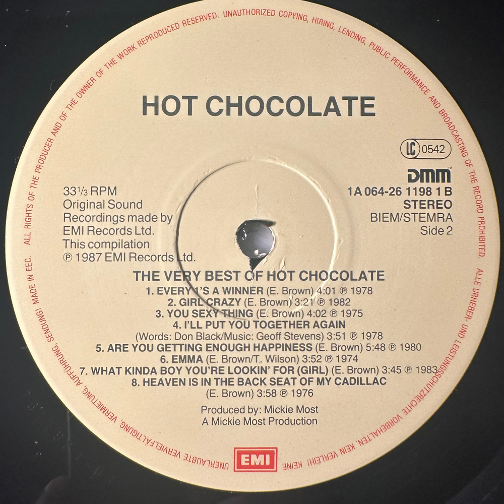 Hot Chocolate ‎– The Very Best Of Hot Chocolate (Европа 1987г.)