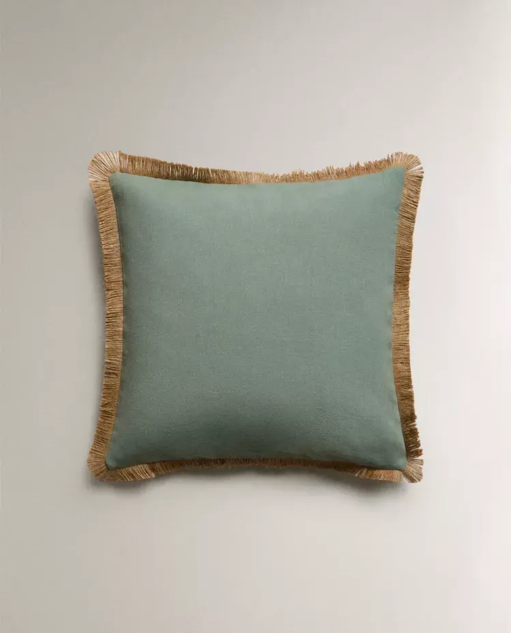 ZARA HOME НАВОЛОЧКА ДЛЯ ДЕКОРАТИВНОЙ ПОДУШКИ С БАХРОМОЙ ИЗ ДЖУТА, СИНИЙ