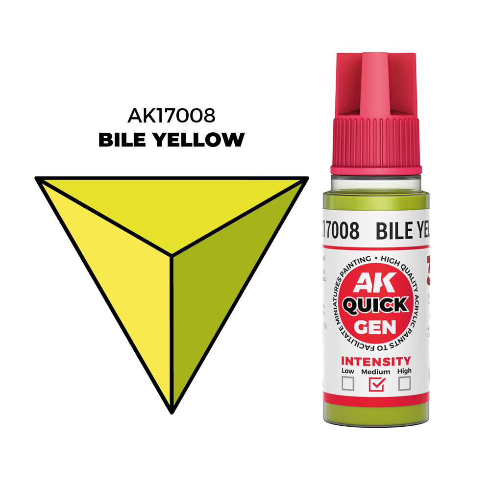 AK Interactive Bile Yellow Quick Gen - контрастная акриловая краска, 18 мл