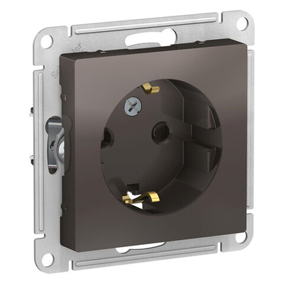 Systeme Electric AtlasDesign Мокко Розетка с/з со шторками, 16А, механизм