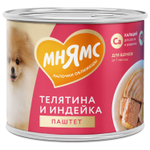 Влажный корм Мнямс На каждый день Паштет из телятины и индейки для щенков «ПРАВИЛЬНОЕ РАЗВИТИЕ» 12шт по 200 г