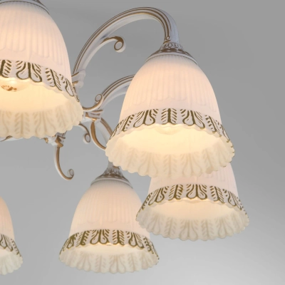 Классическая люстра со стеклянными плафонами 60107/8 белый с золотом, E27х8