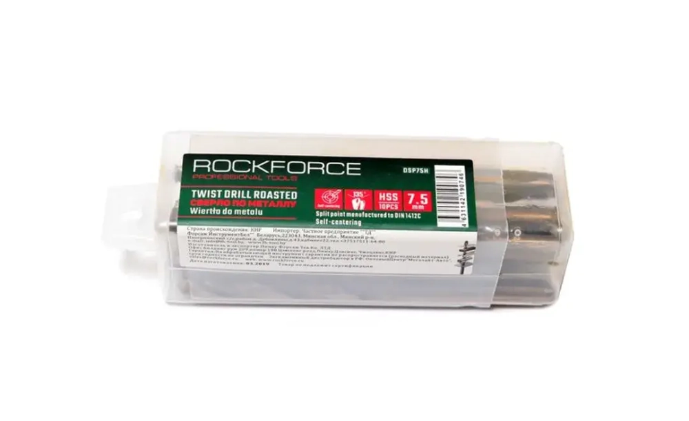 Сверло по металлу 8.5мм HSS+Co(10шт), в пластиковом футляре RockForce##Rock FORCE RF-DSP85H