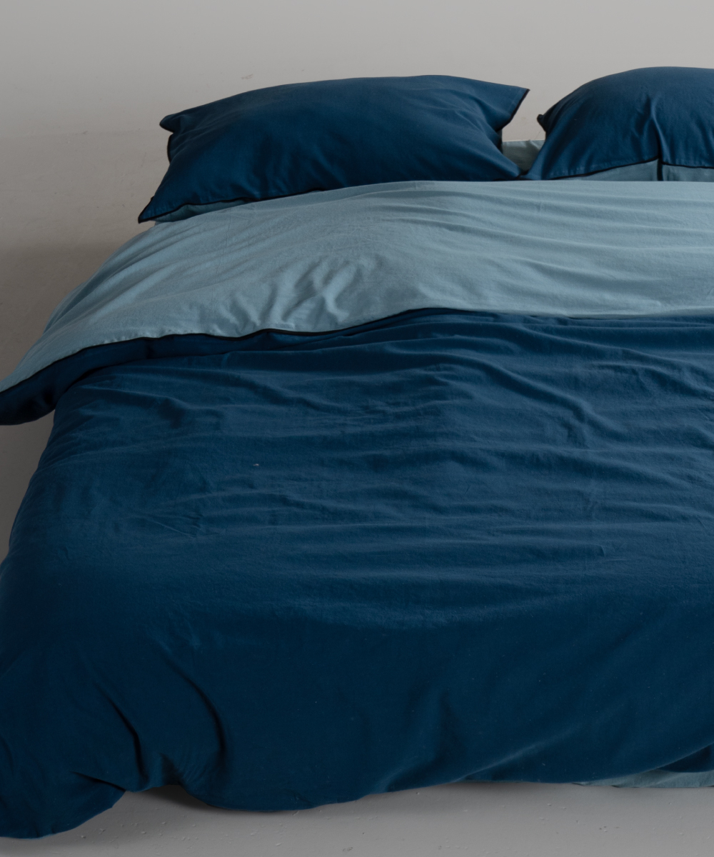 Lımasso КПБ 4 пр. Stonewashed Essualte Akdeniz Blue-Dress Blue пододеяльник 200*220, простынь 240*260, наволочки 50*70 2шт