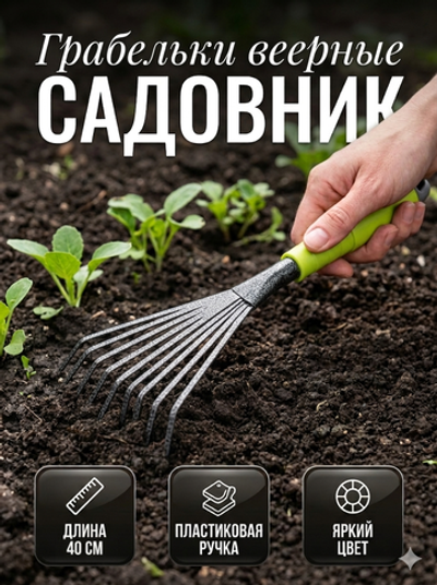 Грабельки веерные «Садовник» 40см пластиковая ручка