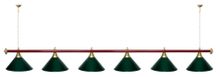 Лампа STARTBILLIARDS 6 пл. (плафоны антик медь,штанга зеленая,фурнитура золото)
