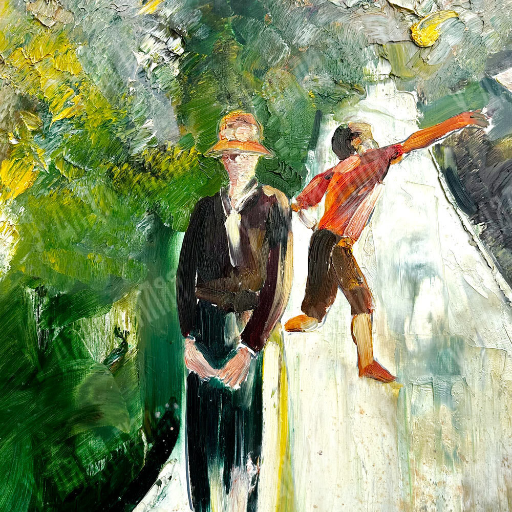 Алексеев Д. Н. Взлетка. (Мальчик, запускающий самолет). Масло. 1990-е