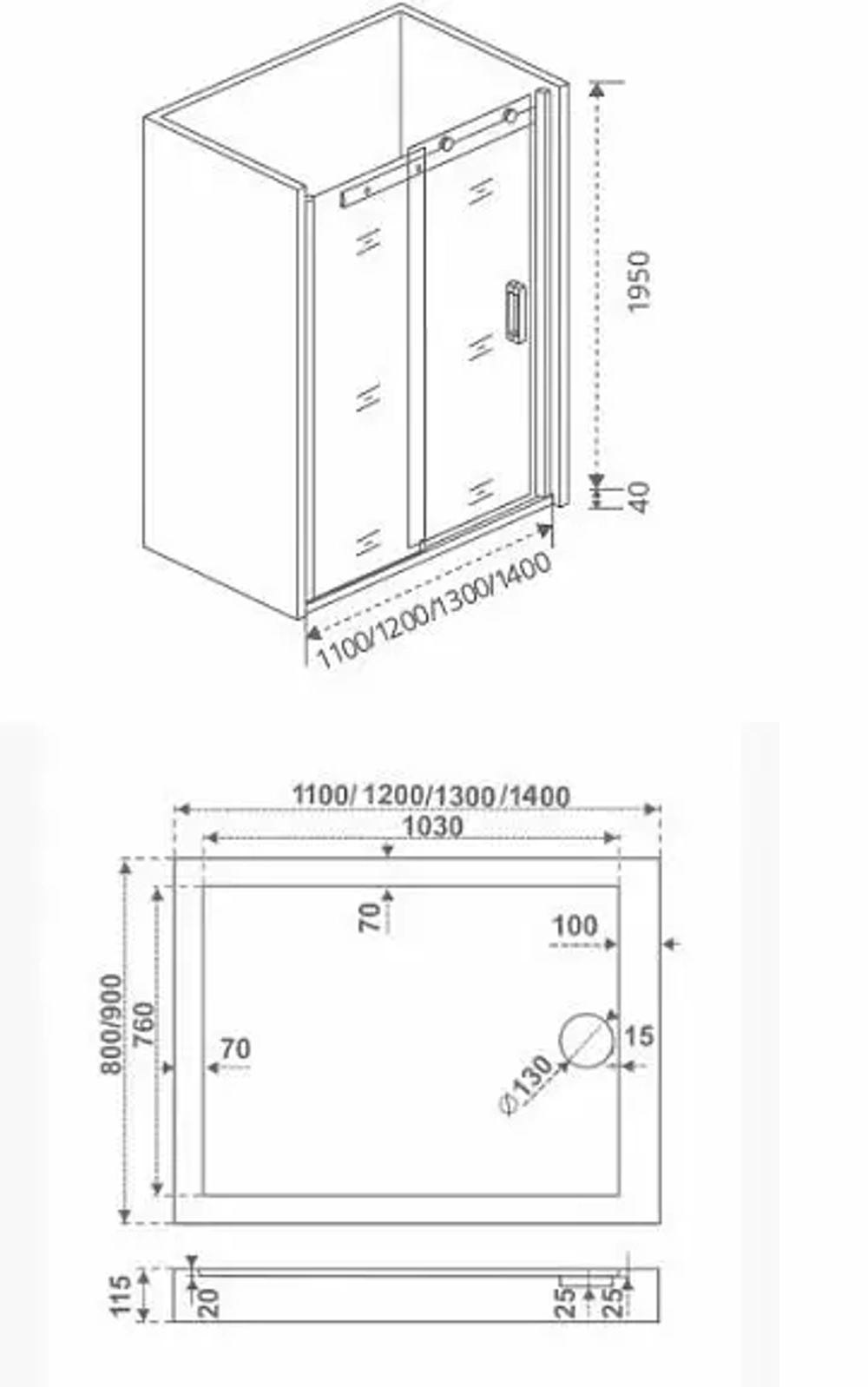Душевая дверь в нишу Bas Galaxy WTW 120*198 c поддоном 3см 120*90