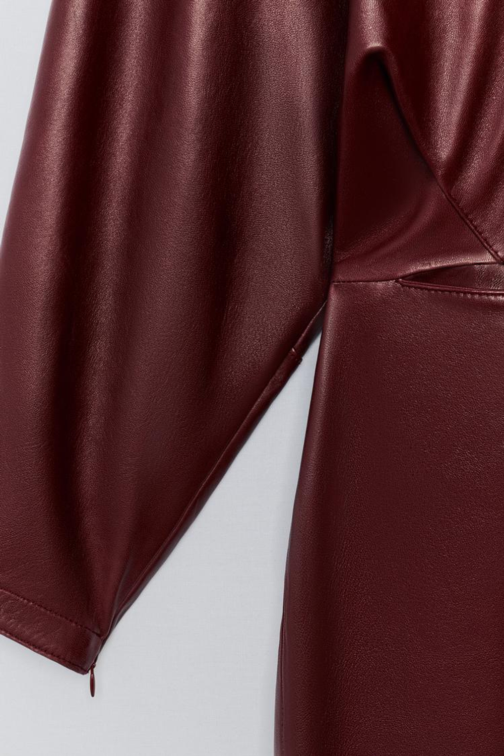 ZARA X BAISI GUADAGNINO КОЖАНОЕ ПЛАТЬЕ, ВИННЫЙ