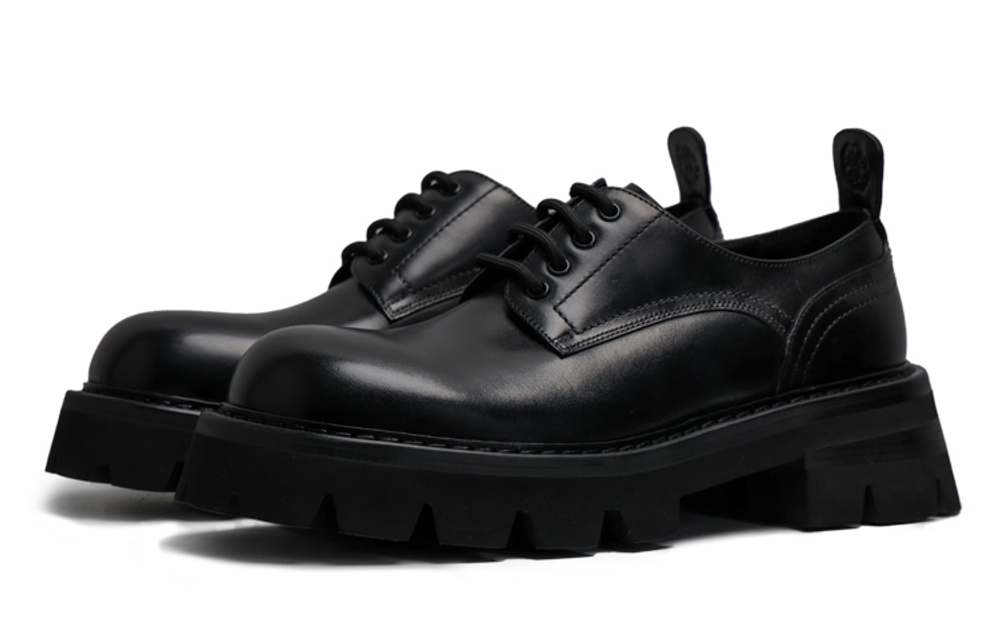 Viplander Top Grain Cow Leather Platform Shoes Men"s Black