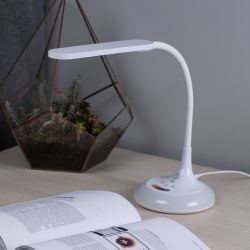 Настольный светильник ЭРА NLED-481-10W-W светодиодный с RGB ночником белый | Светодиодные настольные лампы