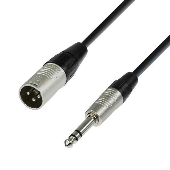 Adam Hall K4 BMV 0500 - кабель микрофонный, REAN XLR (M) - TRS (jack) stereo 6.3 mm, 0.22 мм2, 5 м
