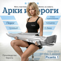 Порог правый Kia Picanto 1 2004-2011 (Klokkerholm) хэтчбек